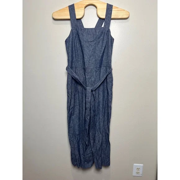Banana Republic Blue Linen Blend Wide Leg Jumpsuit Size 10 NWT - Picture 2 of 7